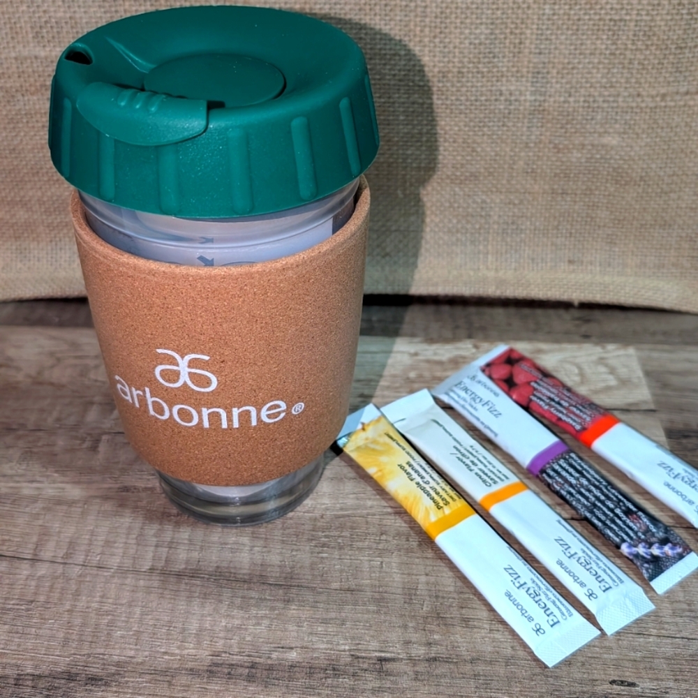 Arbonne Glass Tea Cup Mug Tumbler Set